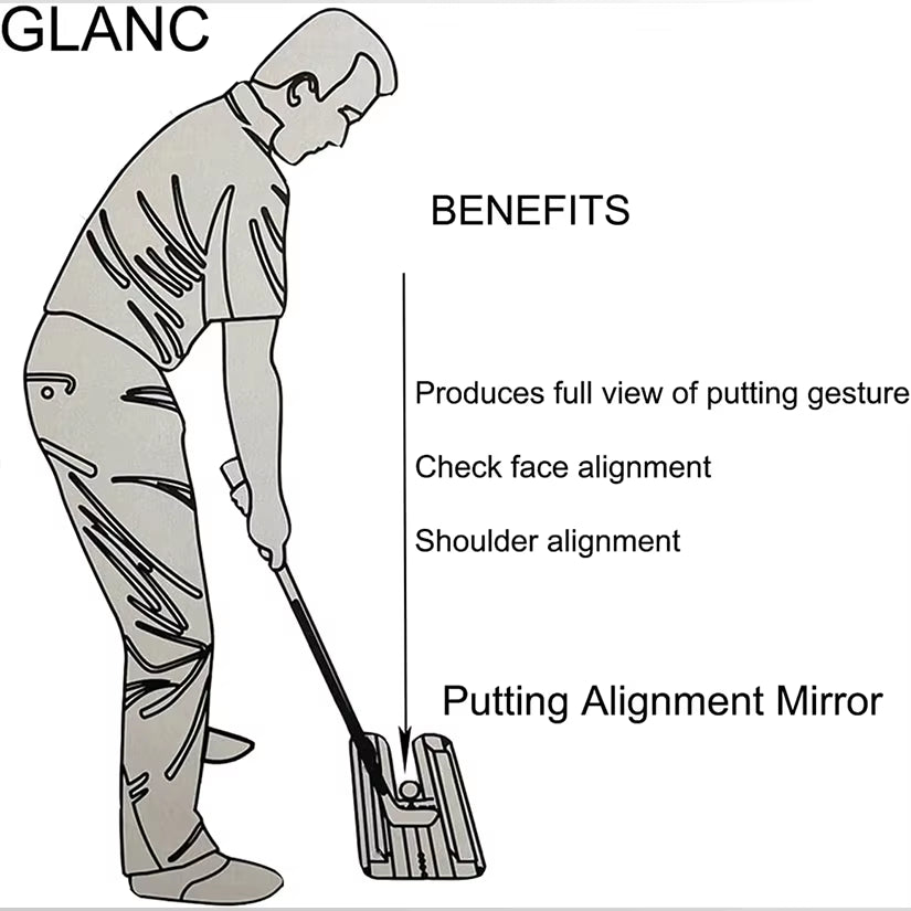 Golf Putting Alignment Mirror Portable Practice Putting Trainer Mirror Size 12 X 6 Inches Use Outdoors or on Indoor Putting Mat